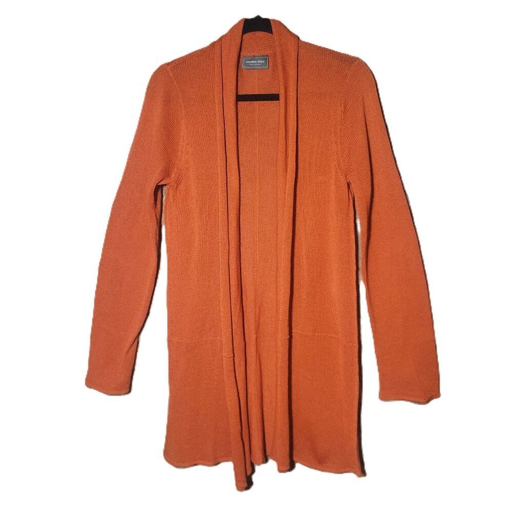 Wooden Ships Women's Open Front Cardigan by Paola Buendia Deep Orange - Size M/L